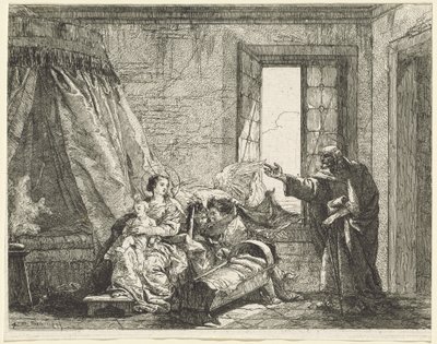 Joseph videresender til Maria Guds befaling om å flykte av Giovanni Domenico Tiepolo
