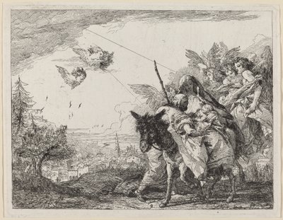 Joseph, stående, forguder barnet av Giovanni Domenico Tiepolo
