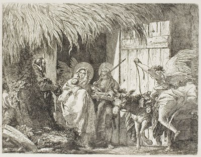 Joseph and Mary Seeking Shelter, plate fem fra The Flight into Egypt av Giovanni Domenico Tiepolo