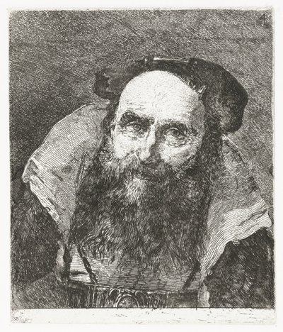 smilende gammel mann Samling av hoder (serietittel) Raccolta di Teste (serietittel) av Giovanni Domenico Tiepolo