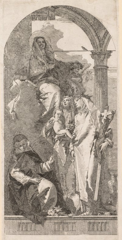 Madonna med de hellige Agnes, Catherine og Rosa av Giovanni Domenico Tiepolo