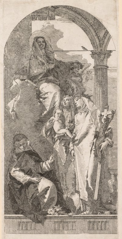 Madonna med de hellige Agnes, Catherine og Rosa. av Giovanni Domenico Tiepolo