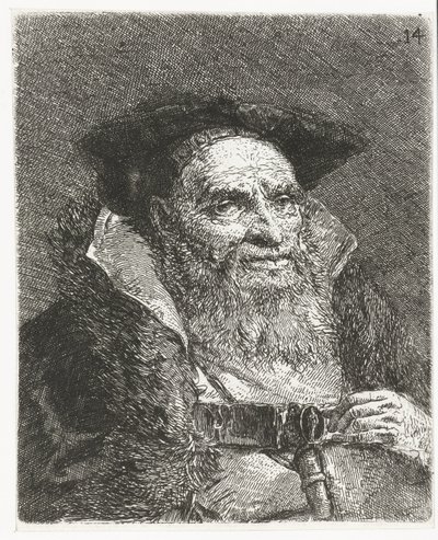 Mann med beret Samling av hoder (serietittel) Raccolta di Teste (serietittel) av Giovanni Domenico Tiepolo