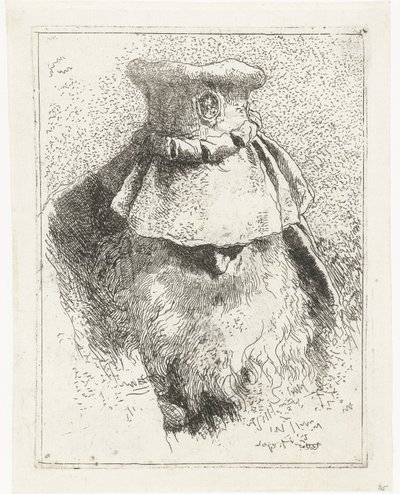 Mann med bøyd hode og stor hatt Samling av hoder (serietittel) Raccolta di Teste (serietittel) av Giovanni Domenico Tiepolo
