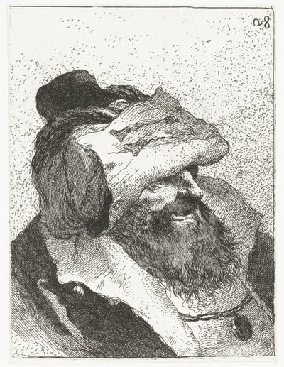 Mann med oppslått hatt Samling av hoder (serietittel) Raccolta di Teste (serietittel) av Giovanni Domenico Tiepolo
