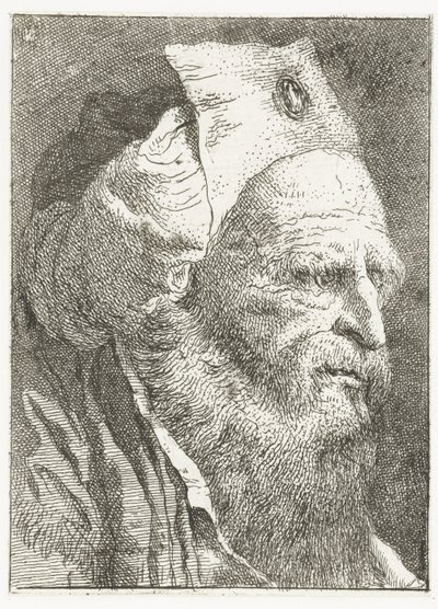Mann i den oppslåtte hatten Samling av hoder (serietittel) Raccolta di Teste (serietittel) av Giovanni Domenico Tiepolo