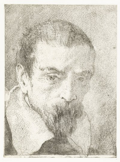 Mann med lite skjegg uten hodeplagg Samling av hoder (serietittel) Raccolta di Teste (serietittel) av Giovanni Domenico Tiepolo