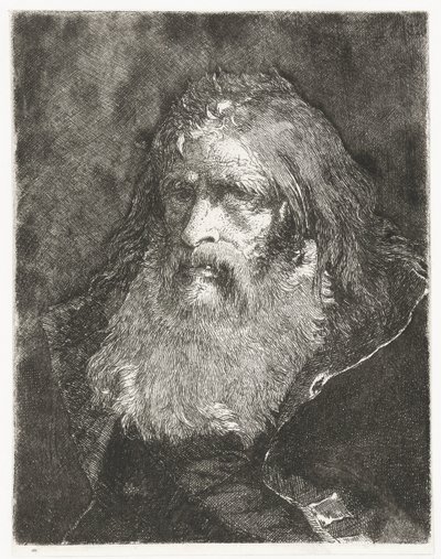 Mann med langt hår og uten hodeplagg Samling av hoder (serietittel) Raccolta di Teste (serietittel) av Giovanni Domenico Tiepolo