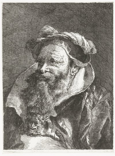 Mann med satyrhode på spenne Samling av hoder (serietittel) Raccolta di Teste (serietittel) av Giovanni Domenico Tiepolo