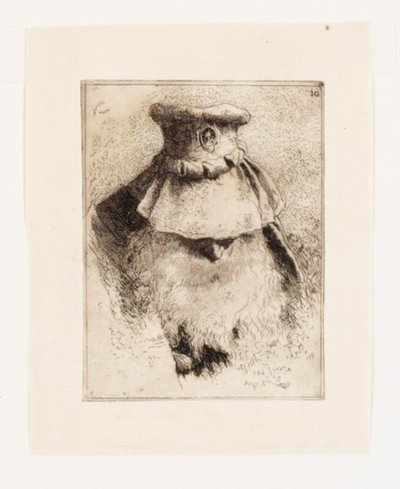 Mann med stor hatt av Giovanni Domenico Tiepolo