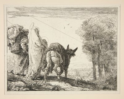 Mary Holding her Child in her Arms, fra serien Idee pittoresche sopra la fuga in Egitto (Flight into Egypt) av Giovanni Domenico Tiepolo