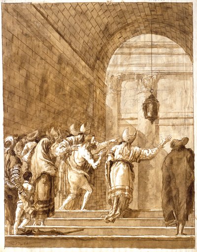 Nebukadnesar vender tilbake fra villmarken til sitt palass av Giovanni Domenico Tiepolo