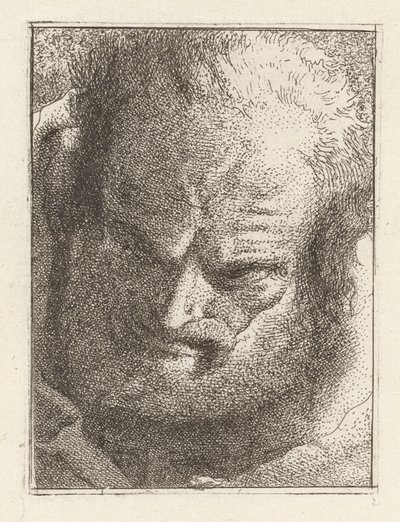 Gammel mann ser nedover, fra Raccolta di Teste (samling av hoder) av Giovanni Domenico Tiepolo