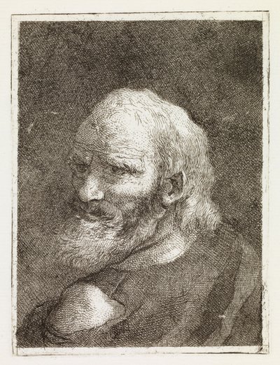 En gammel mann avbildet sett bakfra av Giovanni Domenico Tiepolo