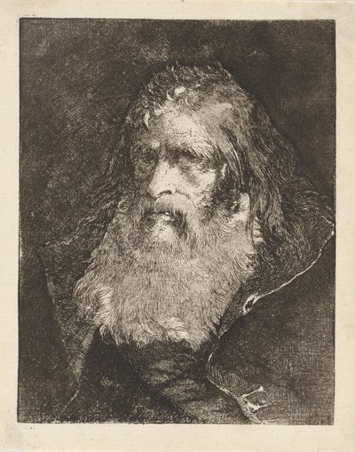 Gammel mann med bare hode, fra Raccolta di Teste (samling av hoder) av Giovanni Domenico Tiepolo