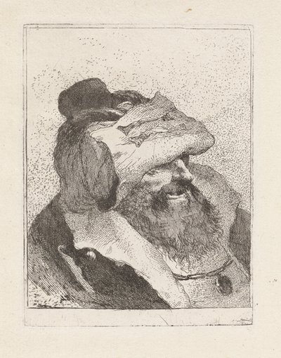 Gammel mann med hatten på pannen, fra Raccolta di Teste (samling av hoder) av Giovanni Domenico Tiepolo