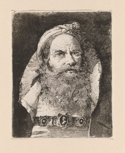 Gammel mann med liten turban, fra Raccolta di Teste (samling av hoder) av Giovanni Domenico Tiepolo