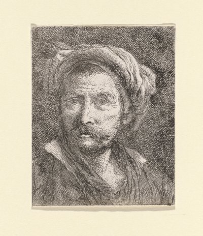 Gammel mann med turban, fra Raccolta di Teste (samling av hoder) av Giovanni Domenico Tiepolo
