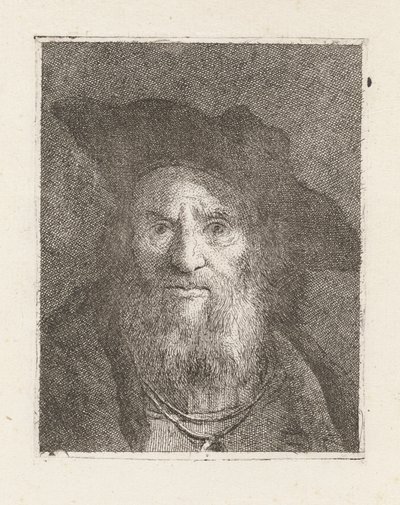 Gammel mann med hatt, fra Raccolta di Teste (Hodersamling) av Giovanni Domenico Tiepolo