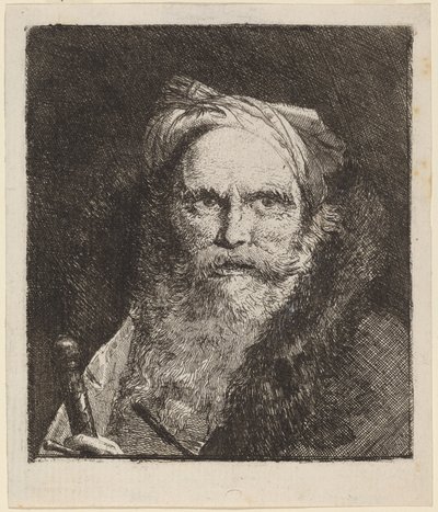 Gammel mann med sverd av Giovanni Domenico Tiepolo