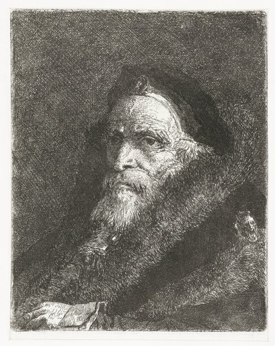 Gammel mann i pels Samling av hoder (serietittel) Raccolta di Teste (serietittel) av Giovanni Domenico Tiepolo
