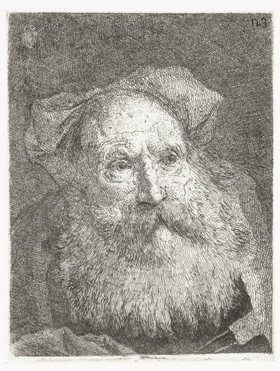 Gammel mann med skjegg Samling av hoder (serietittel) Raccolta di Teste (serietittel) av Giovanni Domenico Tiepolo