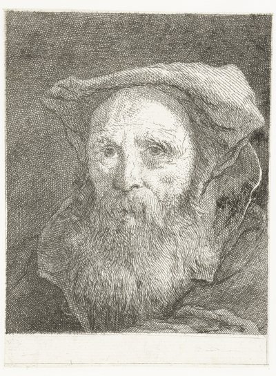 Gammel mann med skjegg og beret Samling av hoder (serietittel) Raccolta di Teste (serietittel) av Giovanni Domenico Tiepolo