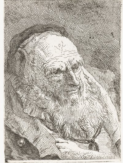 Gammel mann med hånden stukket under kappen av Giovanni Domenico Tiepolo