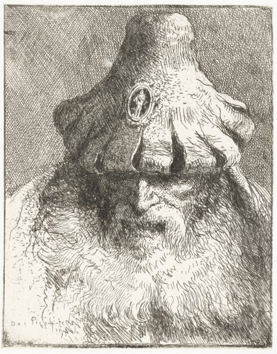 Gammel mann i konisk hatt med spaltekant Samling av hoder (serietittel) Raccolta di Teste (serietittel) av Giovanni Domenico Tiepolo