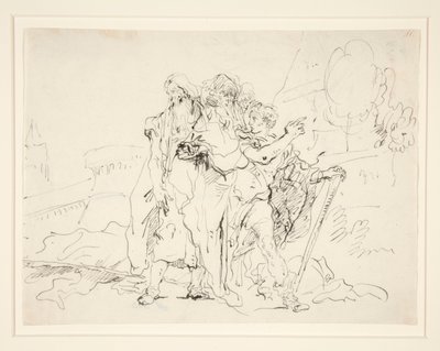 Priam og ledsagere utenfor Trojas murer av Giovanni Domenico Tiepolo