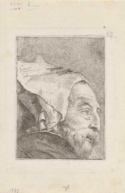 Profil av en gammel mann, fra Raccolta di Teste (Samling av hoder) av Giovanni Domenico Tiepolo