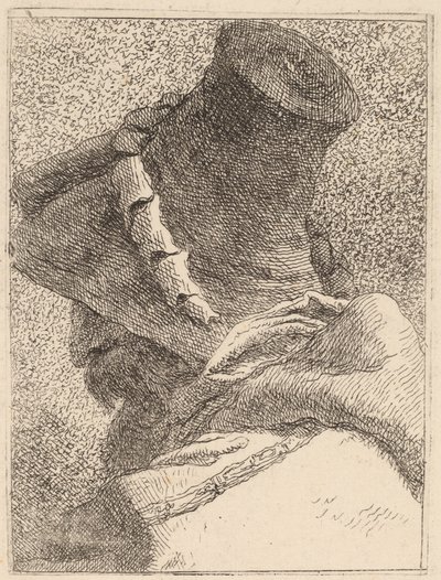 Profil av en gammel mann med hatt av Giovanni Domenico Tiepolo