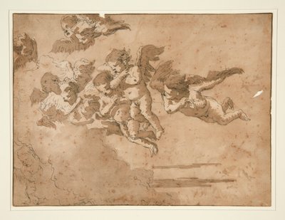 Putti flyr i skyer av Giovanni Domenico Tiepolo