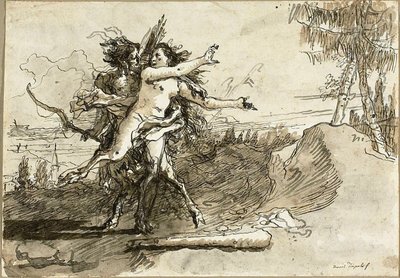 Satyr Overrasker en Satyrinne av Giovanni Domenico Tiepolo