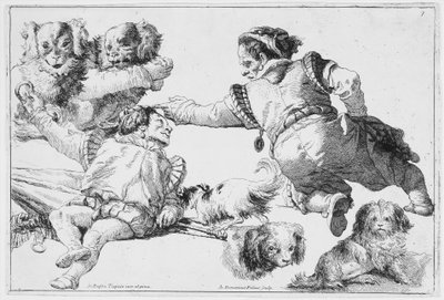 Studier av dverger og hunder, ca. 1753. av Giovanni Domenico Tiepolo