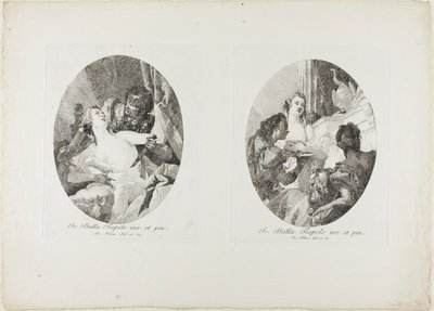 Tarquin og Lucretia og Cleopatra hedret med gaver av Giovanni Domenico Tiepolo