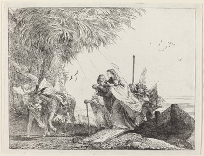 Den hellige familie går i land av Giovanni Domenico Tiepolo