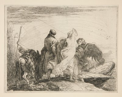 The Holy Family Leaving the Bank of the River, fra serien Idee pittoresche sopra la fuga in Egitto (Flight into Egypt) av Giovanni Domenico Tiepolo