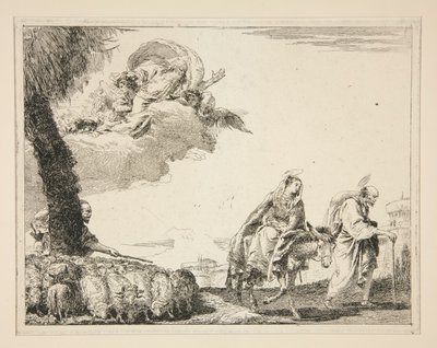 The Holy Family, fra serien Flight into Egypt av Giovanni Domenico Tiepolo