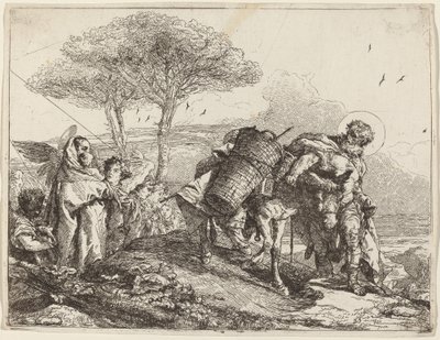 Madonnaen og barnet til venstre, med en fil med engler av Giovanni Domenico Tiepolo