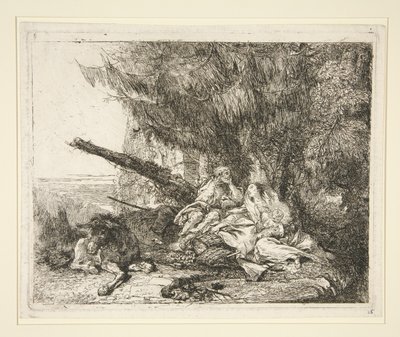 The Rest on the Flight into Egypt, fra serien Idee pittoresche sopra la fuga in Egitto (Flight into Egypt) av Giovanni Domenico Tiepolo