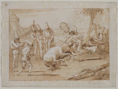 Kvinnen med tamburin av Giovanni Domenico Tiepolo