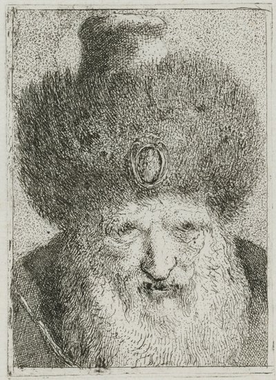 Turk med pelshatt, fra Raccolta di Teste (samling av hoder) av Giovanni Domenico Tiepolo