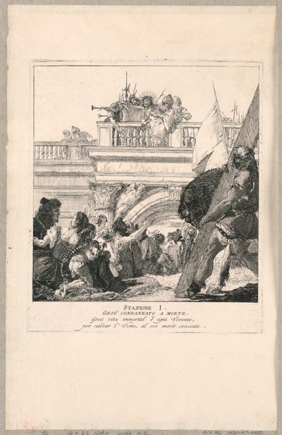 Via crucis - Stasjon I, Jesus dømt til døden av Giovanni Domenico Tiepolo