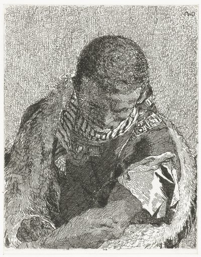 Svart gutt med bøyd hode Samling av hoder (serietittel) Raccolta di Teste (serietittel) av Giovanni Domenico Tiepolo