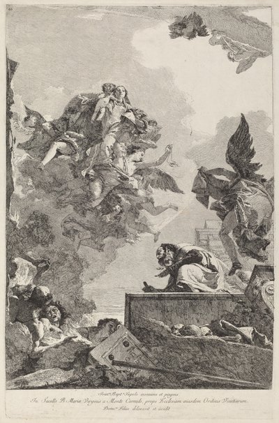 Madonna del Carmelo vises for Saint Simon Stock av Giovanni Domenico Tiepolo after Giovanni Battista Tiepolo