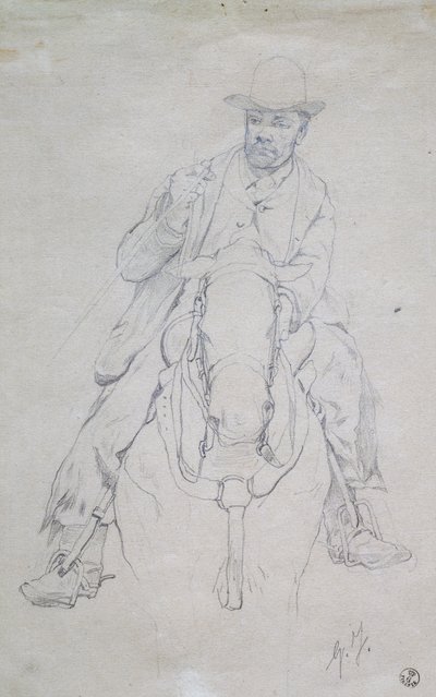 Buttero på hesteryggen (toskansk cowboy) av Giovanni Fattori