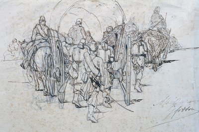 Konvoi av forsyninger på marsj av Giovanni Fattori