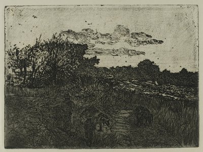 Land ved solnedgang med svinegjetere av Giovanni Fattori