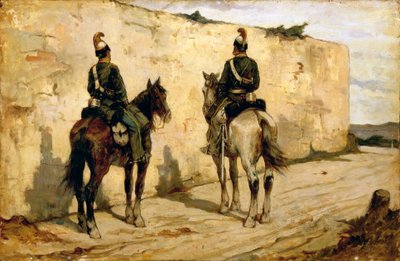 Italia, Biella, maleri av lette kavalerister av Giovanni Fattori